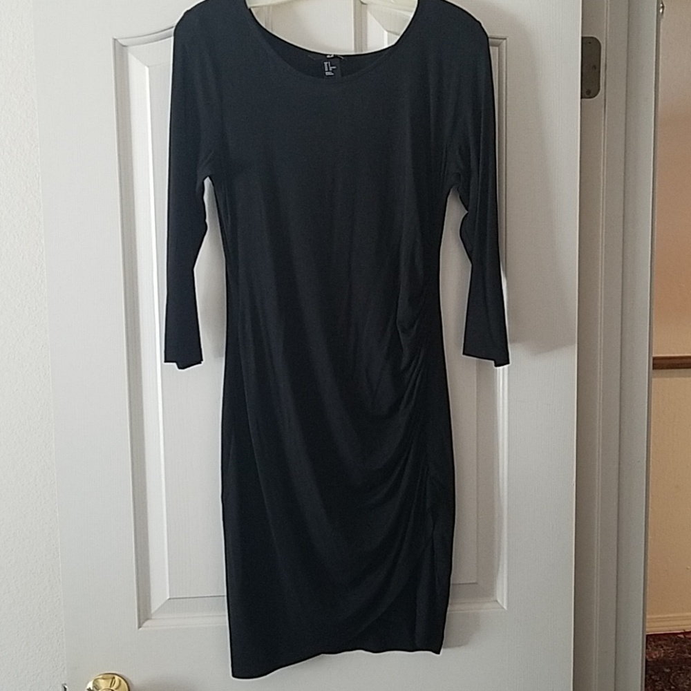 H&M Black long sleeve ruched dress.